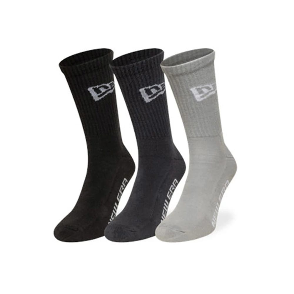 New Era Flag Grey 3 Pack Crew Socks