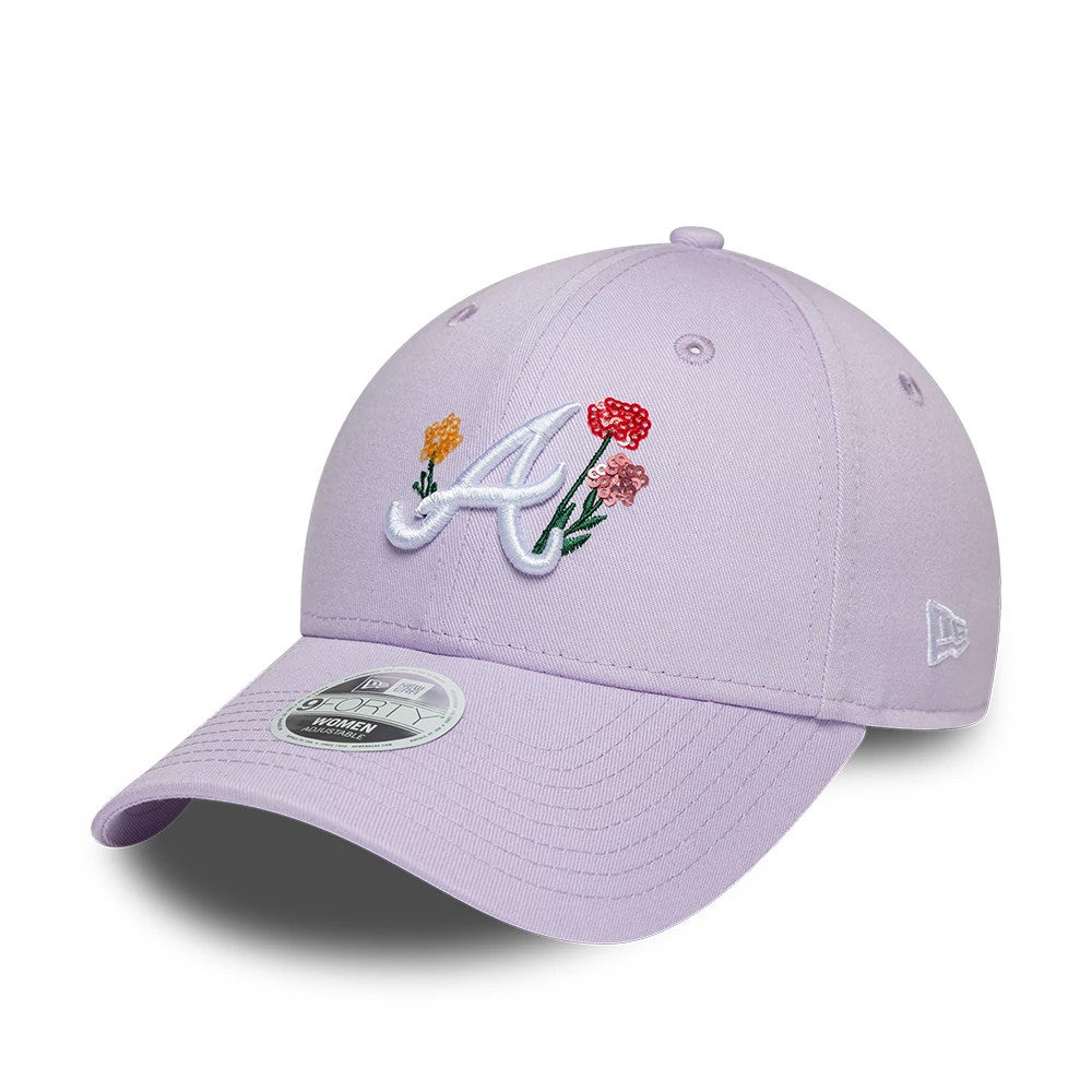New Era Atlanta Braves Womens MLB Floral Icon Pastel Purple 9FORTY Adjustable Cap