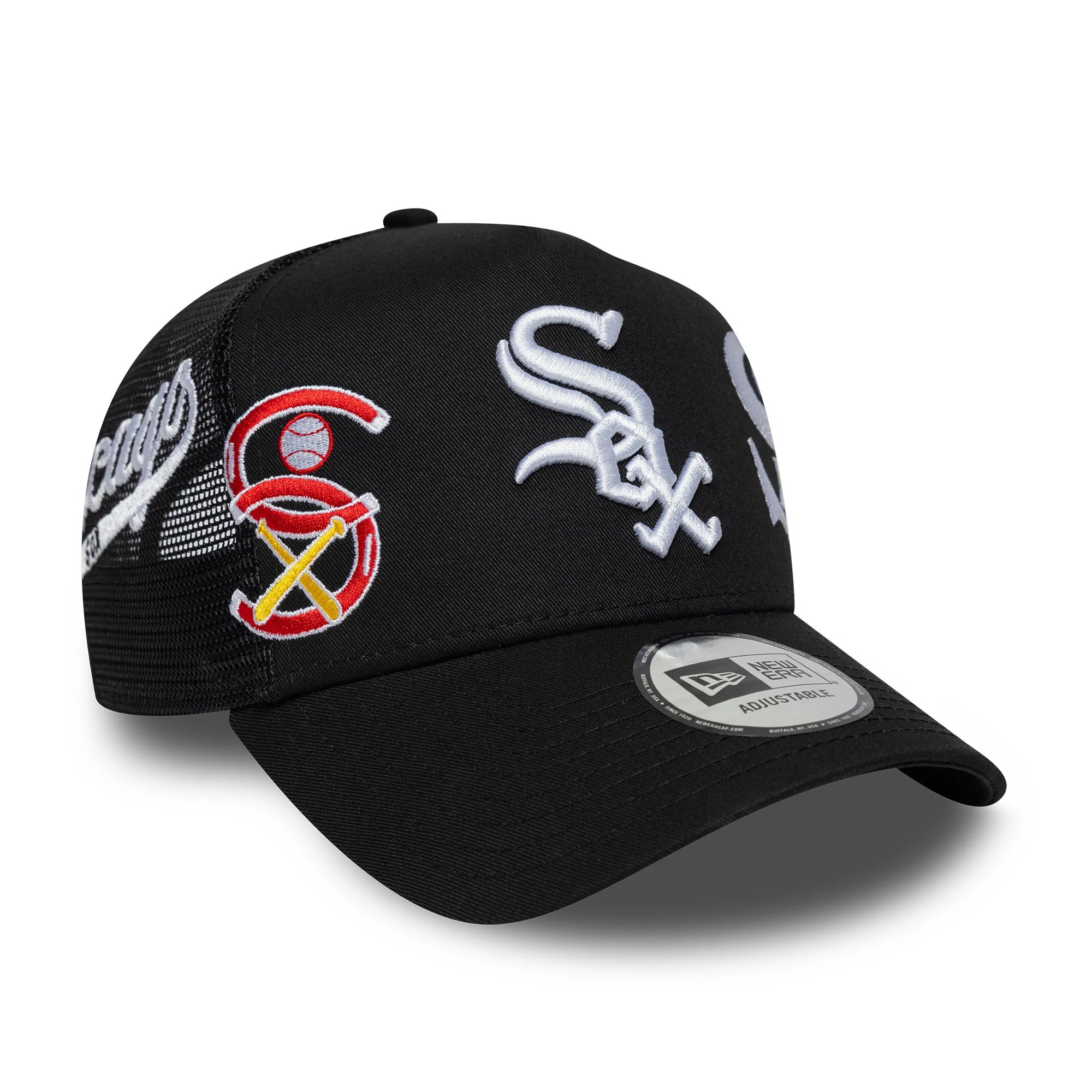 New Era Chicago White Sox MLB Patch Black 9FORTY A-Frame Trucker Adjustable Cap
