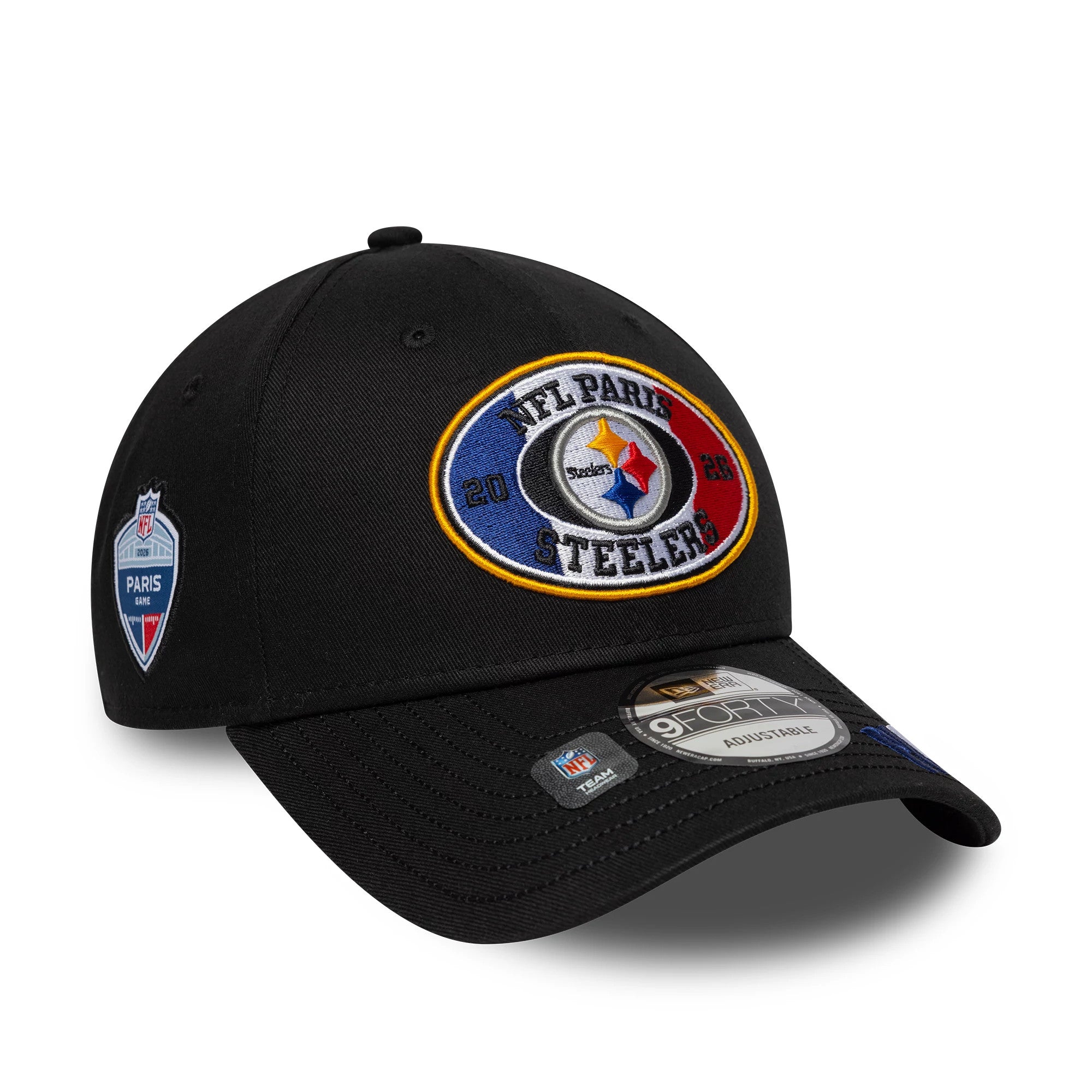 New Era Pittsburgh Steelers NFL International Games 2026 Paris Black 9FORTY Adjustable Cap
