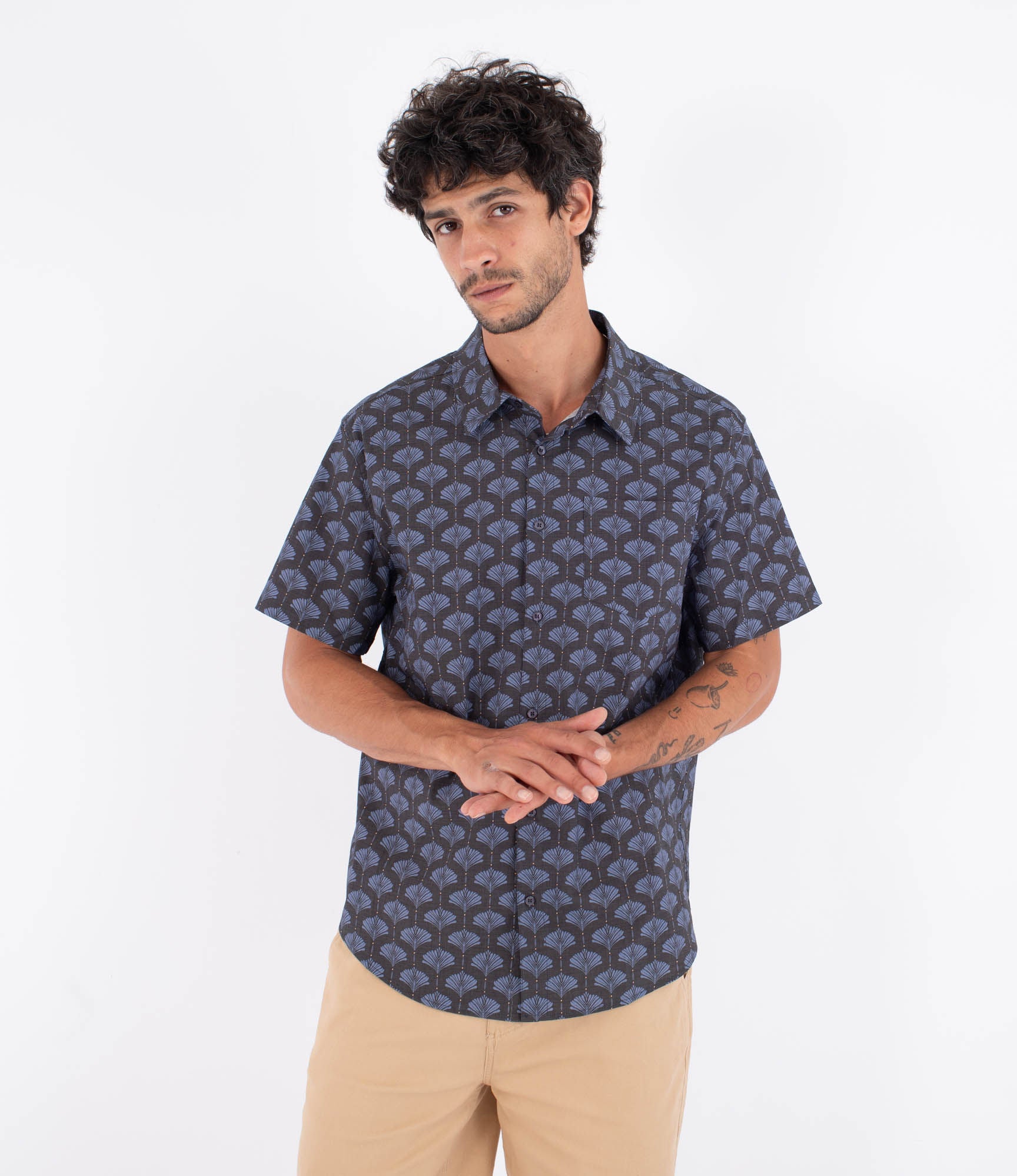 Hurley Men's short-sleeved shirt - Printing press arbore