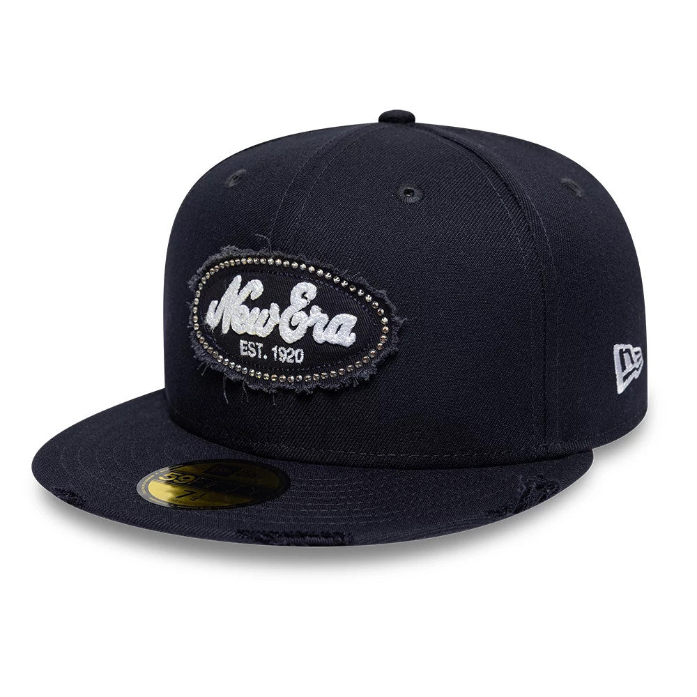 New Era Gem Patch Distress Navy 59FIFTY Fitted Cap