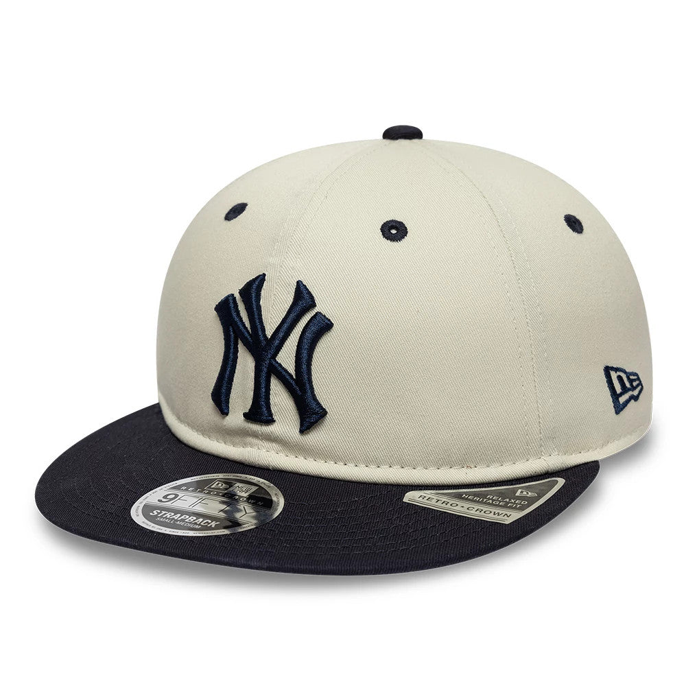 New Era New York Yankees MLB Light Beige & Navy Retro Crown 9FIFTY Adjustable Cap
